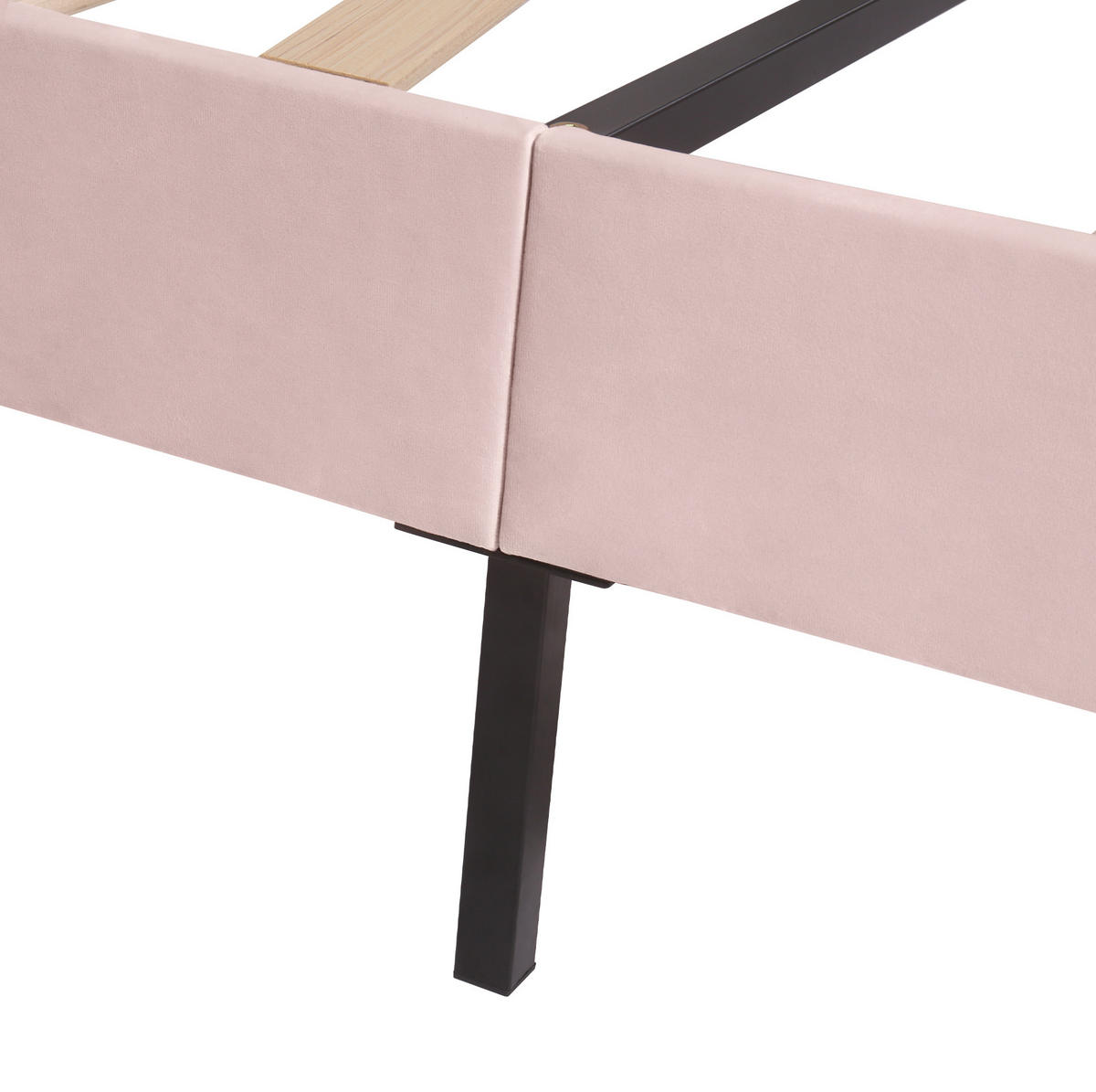 POLSTERBETT 140/200 cm Rosa aus Samt mit verstellbarem Kopfteil - Rosa, Textil (140/200cm) - OKMYHOME