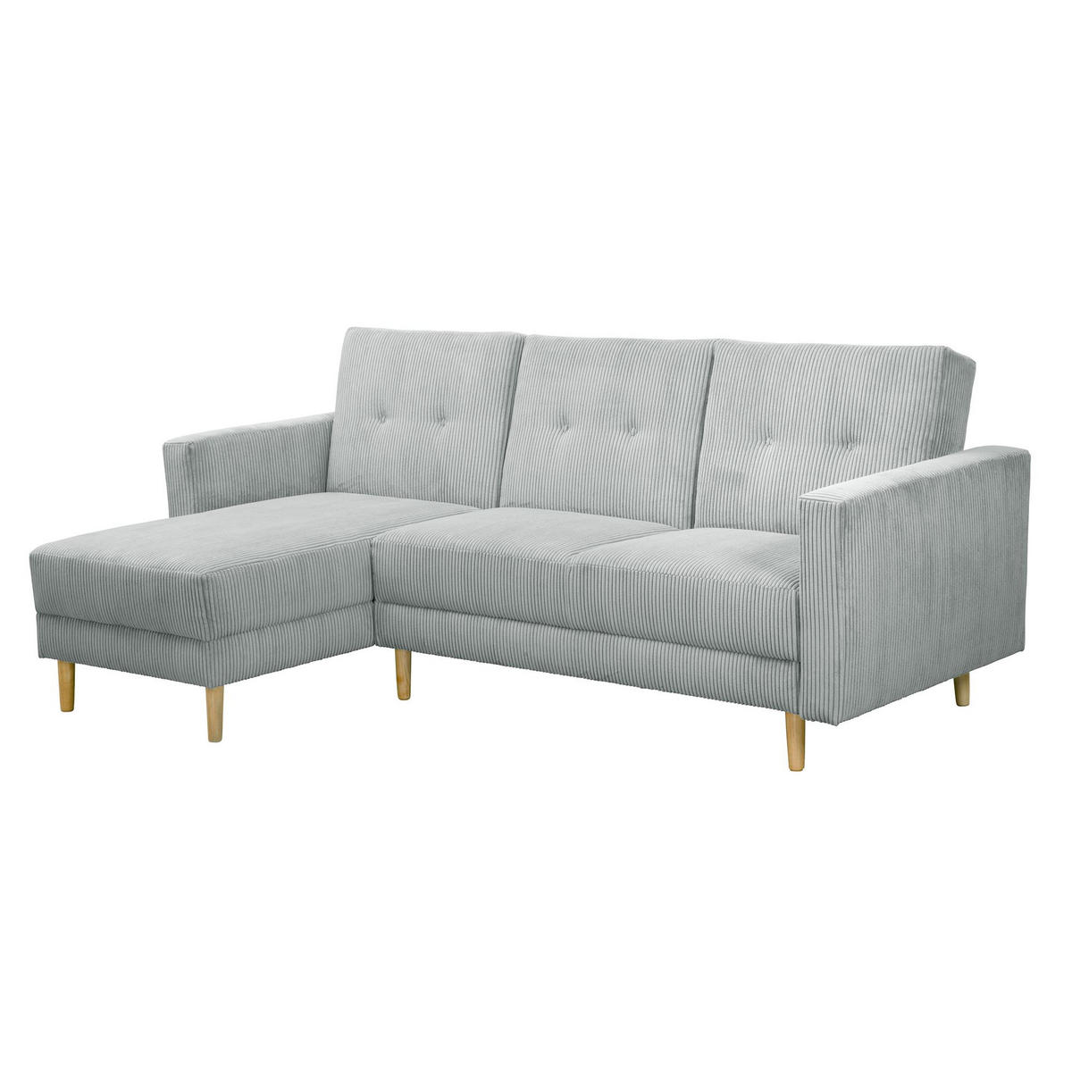FUNKTIONSSOFA mit Hocker Kattie Cordstoff silber - Silberfarben, Kunststoff (144/230cm) - 58aufmkessel