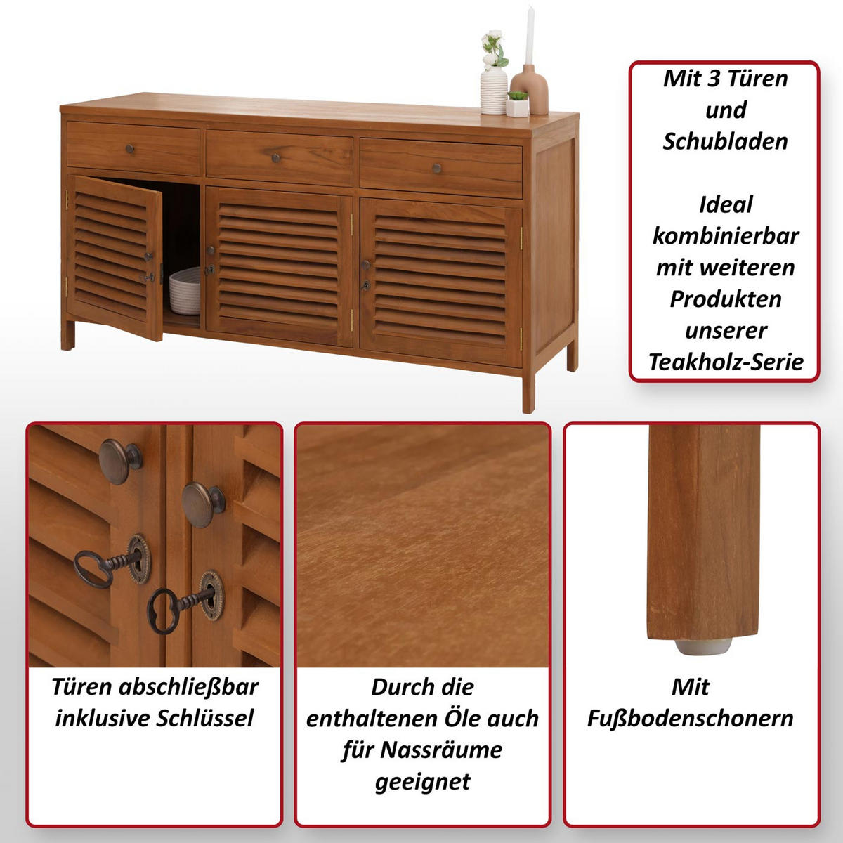 BADEZIMMERKOMMODE Braun - Braun, Holz (155/81/50cm) - MCW