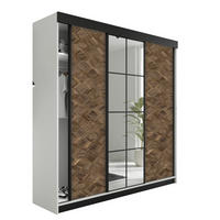 POSUVNÁ ŠATNÍ SKŘÍŇ LAMARO - 200x205x59cm - Bílá & Art Deco - bílá/zlatá, kompozitní dřevo (200/205/59cm) - Kier Furniture