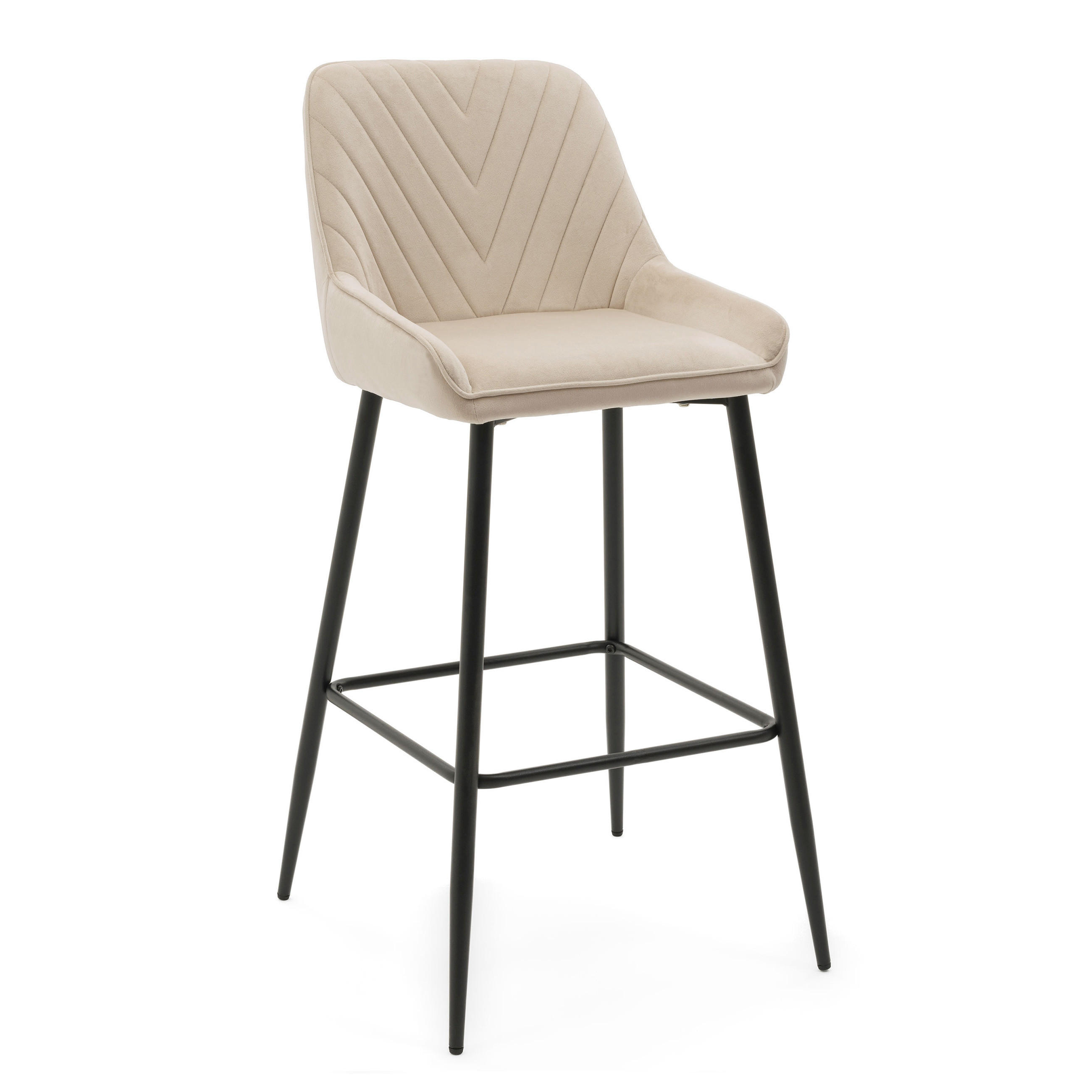 BARHOCKER VASTO gepolstert mit Steppung - beige - Samt Velours - Beige/Schwarz, Metall (50/102/55cm) - NEW HOME