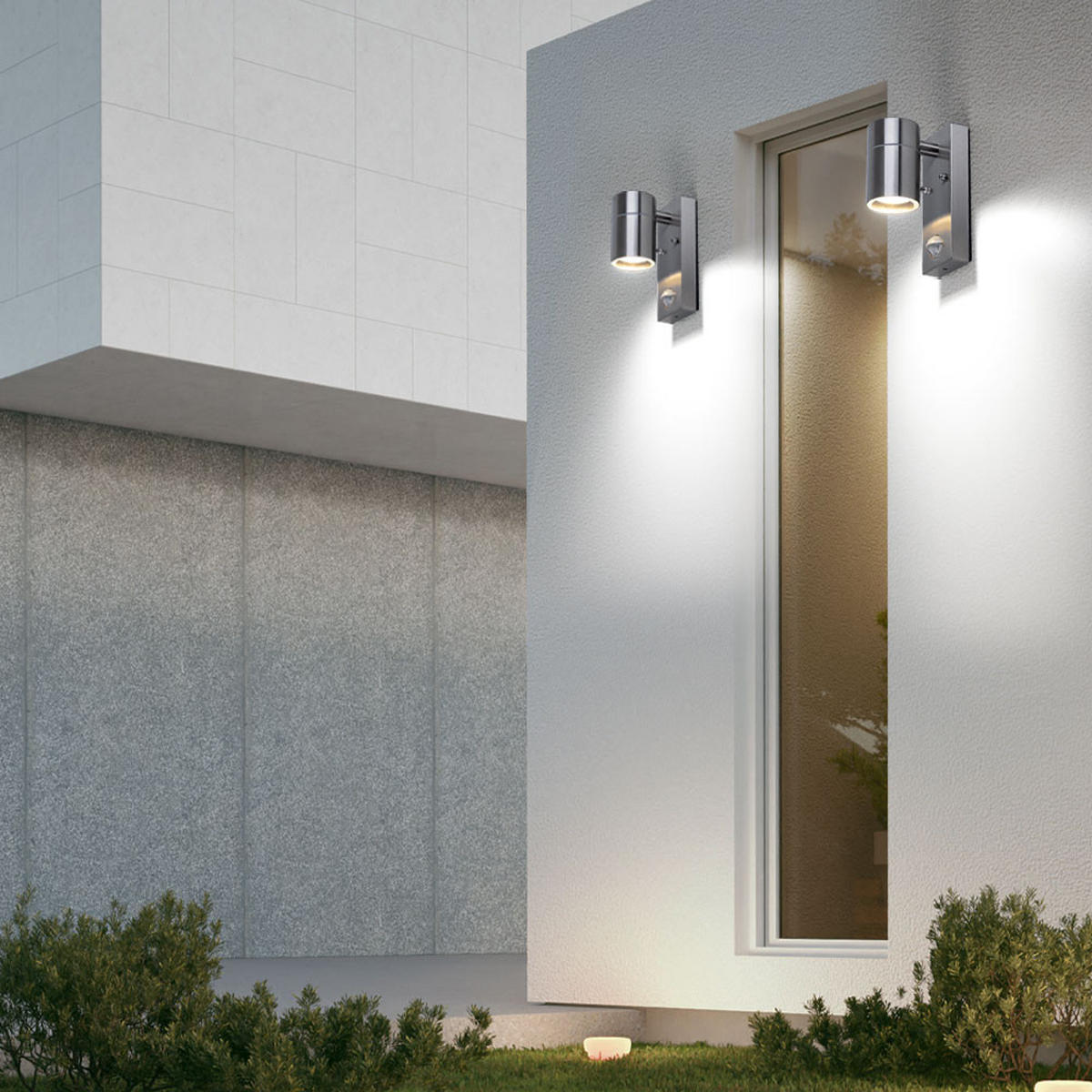 LED AUSSEN-WANDLAMPE Edelstahl Silber Bewegungsmelder - Silberfarben, Metall (6.7/16.3/11cm)