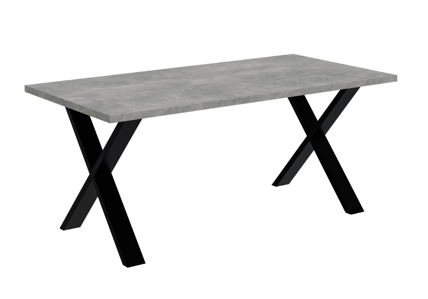 ESSTISCH 160x90x75 cm - Betonoptik / Schwarz - KLYN X - Grau, Holzwerkstoff (160/90/75cm) - ALTDECOR