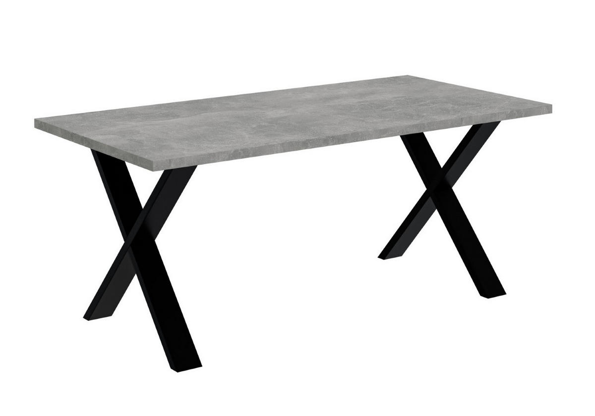 ESSTISCH 160x90x75 cm - Betonoptik / Schwarz - KLYN X - Grau, Holzwerkstoff (160/90/75cm) - ALTDECOR