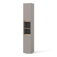 BADSCHRANK Marelle Greige 30 x 180 cm mit Türen, und offenen Fächern - Greige, Holzwerkstoff (30/180/35cm) - Vicco