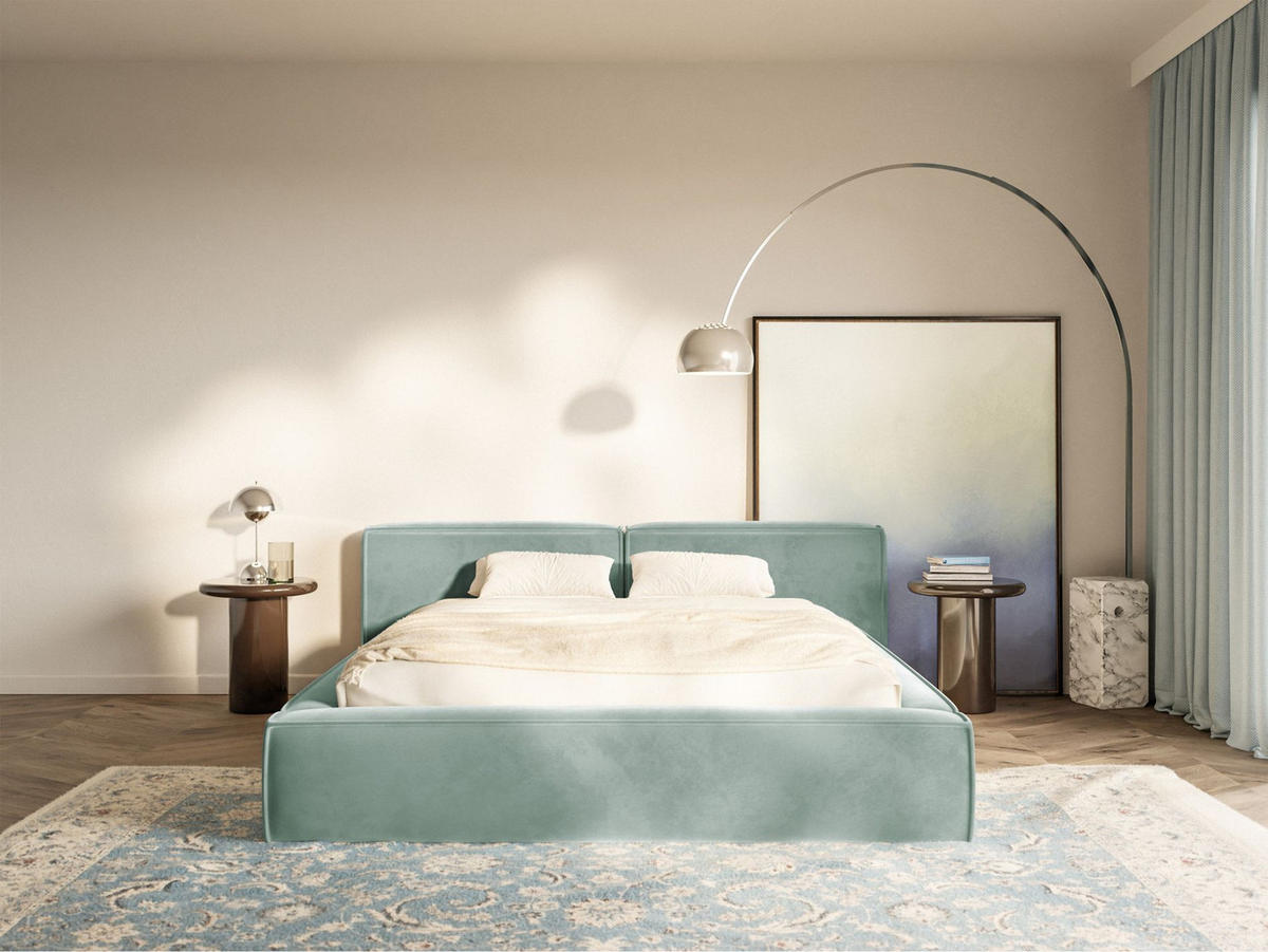 POLSTERBETT Tilves Low Salbeigrün 160x200 cm - Schwarz/Hellgrün, Kunststoff/Textil (160/200cm) - Selsey