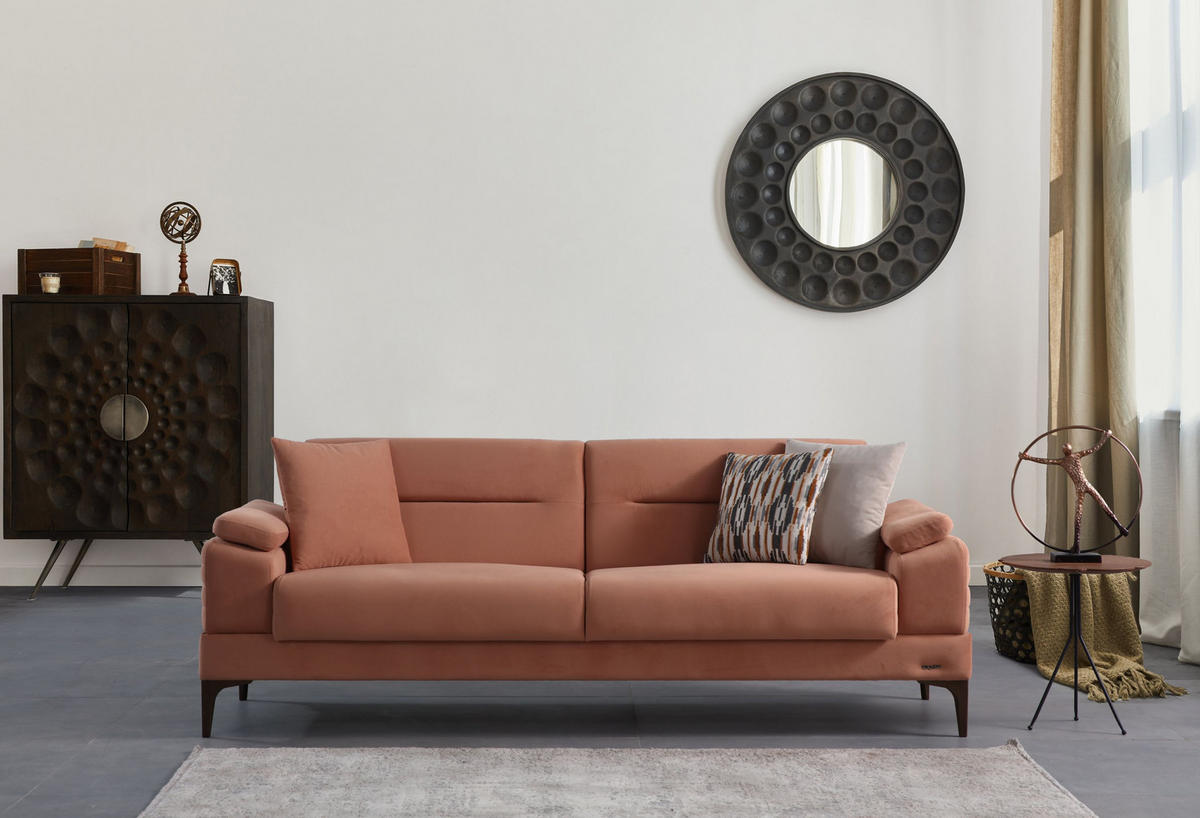 SOFA Eluna 3-Sitzer Mikrofaser Webstoff Braun - Braun, Kunststoff/Textil (230/85/90cm)
