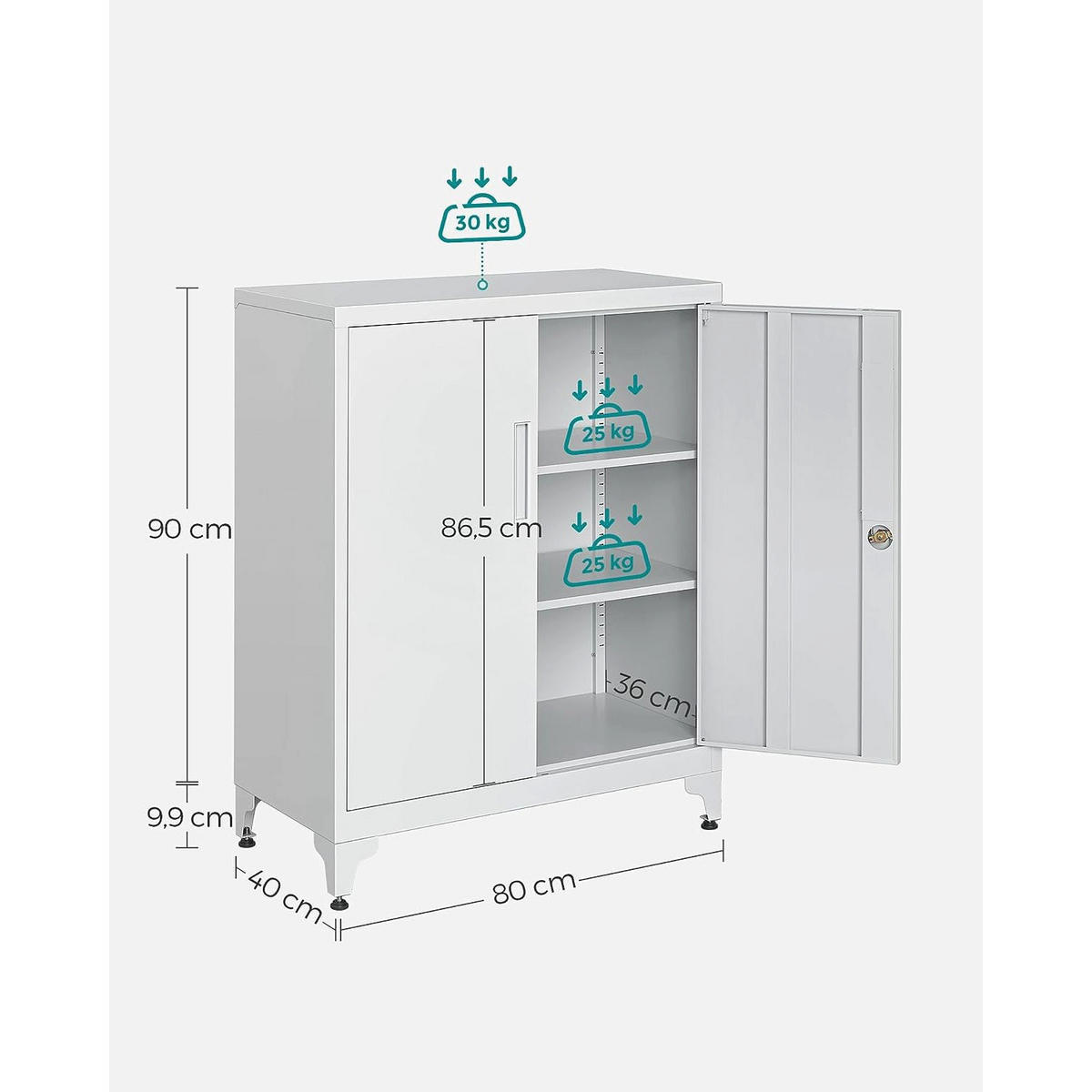 AKTENSCHRANK SARAJEVO - Grau, Metall (80/90/40cm) - Hansiro