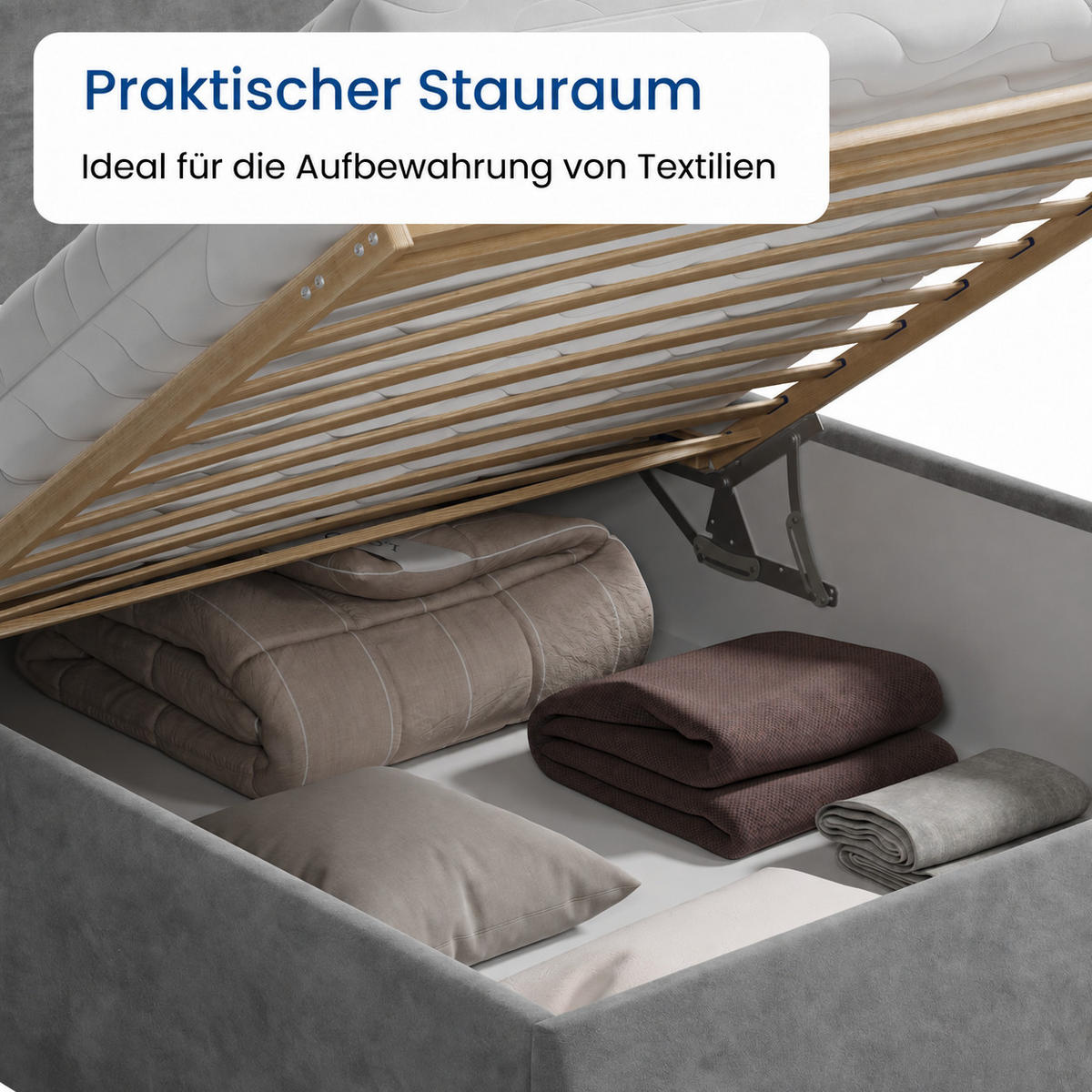 POLSTERBETT 140x200 cm Bonnellfederkernmatratze H2 Microvelours in Grau - Grau, Textil (140/200cm) - Home Collective