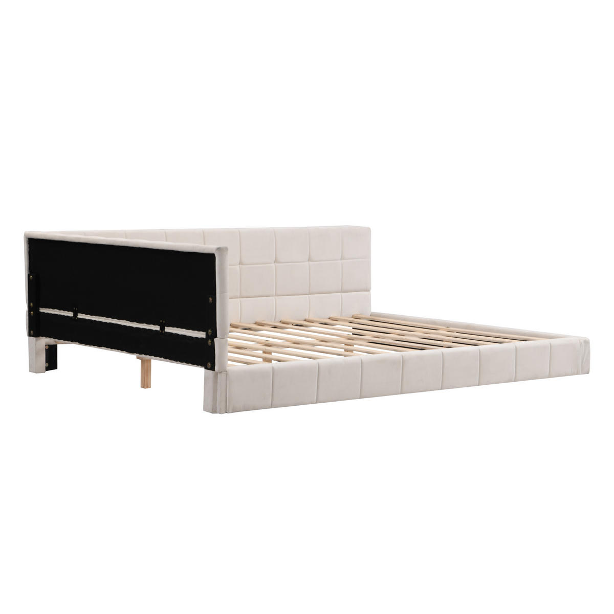 POLSTERBETT 140/200 cm Beige Multifunktionsbett mit Lattenrost aus Samtstoff - Beige, Textil (140/200cm) - OKWISH
