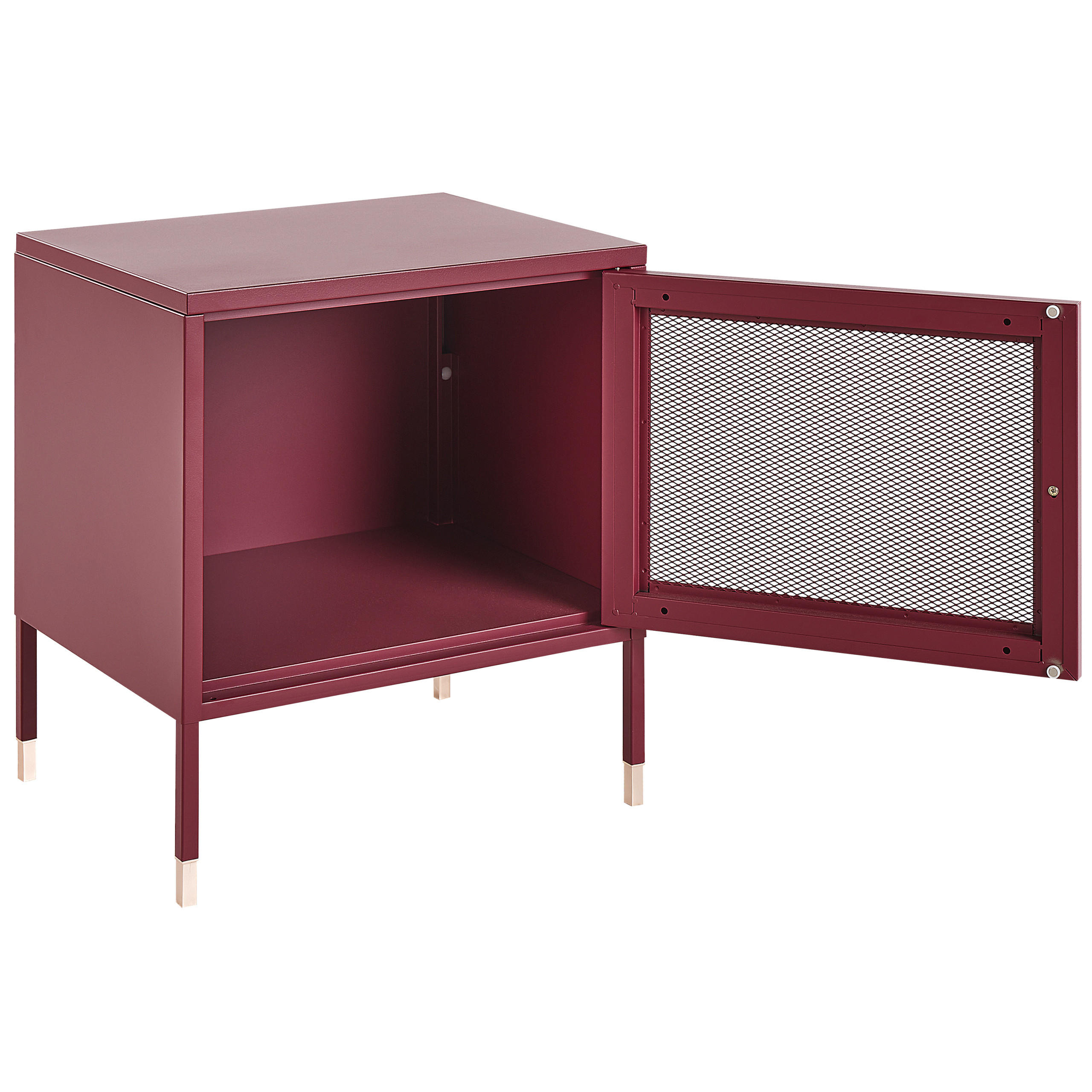 NACHTTISCH Metall dunkelrot 45/35/51 cm Ossett - Rot, Metall (45/51/35cm) - Beliani