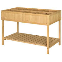 HOCHBEET 110/46/76 cm Naturholz mit 8 Fächer mit Abfluss Ablage - Naturfarben, Holz/Metall (46/76/110cm) - Oxeza