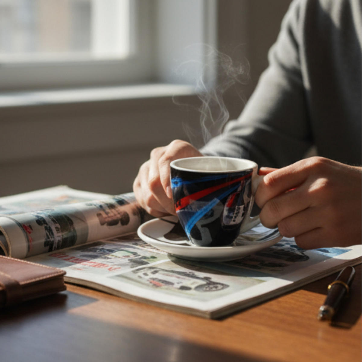 ESPRESSOTASSE 917 Mehrfarbig Keramik mit Unterteller - Multicolor, Keramik (0.09L) - Porsche