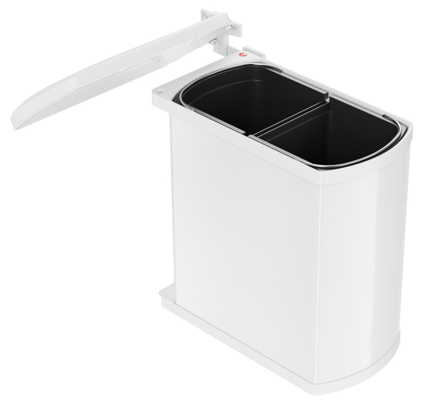 HAILO MÜLLEIMER Küche Einbau ab 45cm Schrankbreite 2x 8 L Ausschwenkautomatik - Weiß, Metall (38.8/42/20.3cm) - Hailo