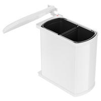 HAILO MÜLLEIMER Küche Einbau ab 45cm Schrankbreite 2x 8 L Ausschwenkautomatik - Weiß, Metall (38.8/42/20.3cm) - Hailo