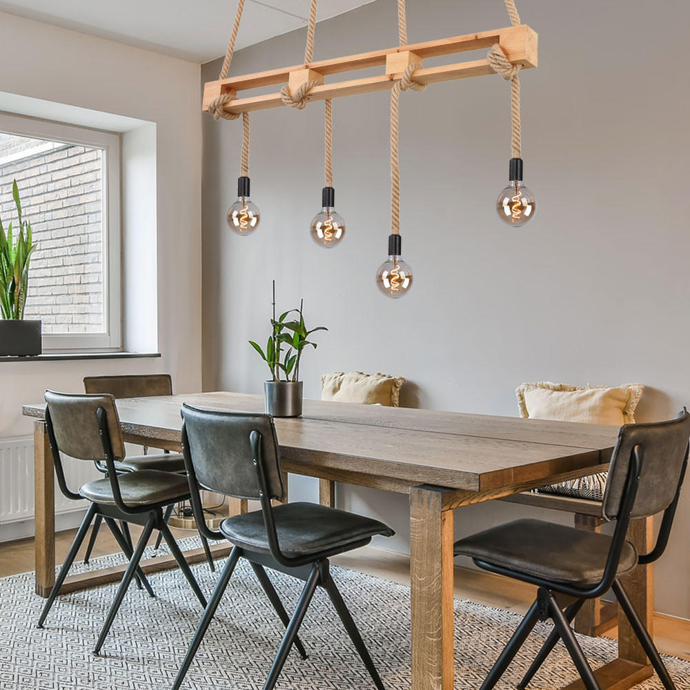 HÄNGELEUCHTE ULLEU Hanfseil Braun - Braun, Holz (120/10/120cm) - Globo Lighting