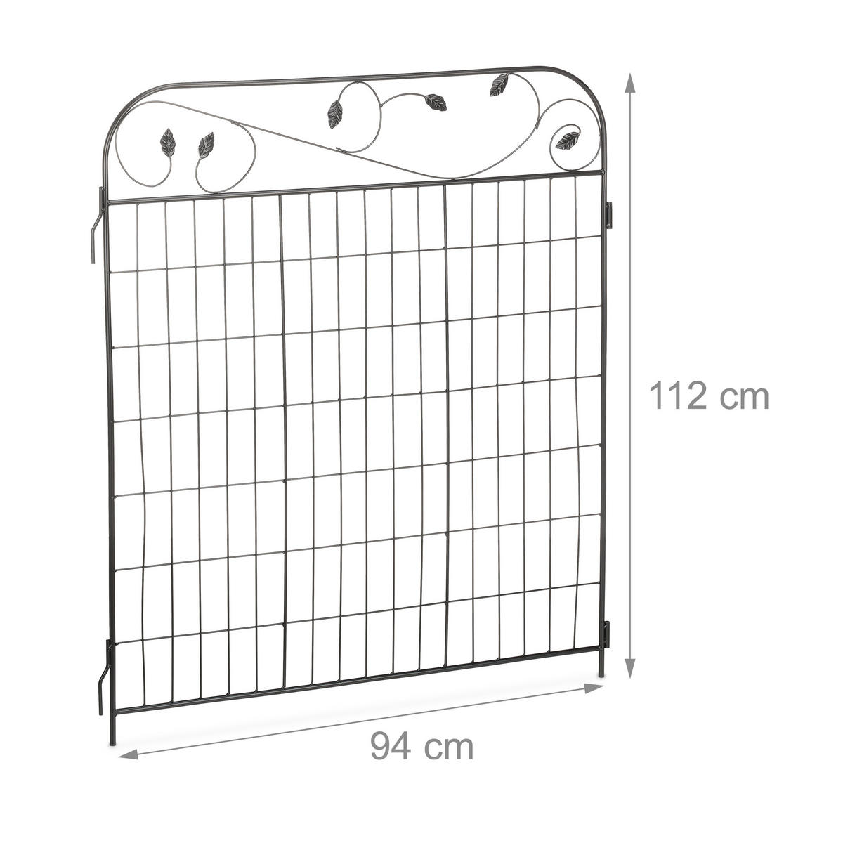 4XGARTENZAUN - Schwarz, Metall (375/112/1cm) - Relaxdays