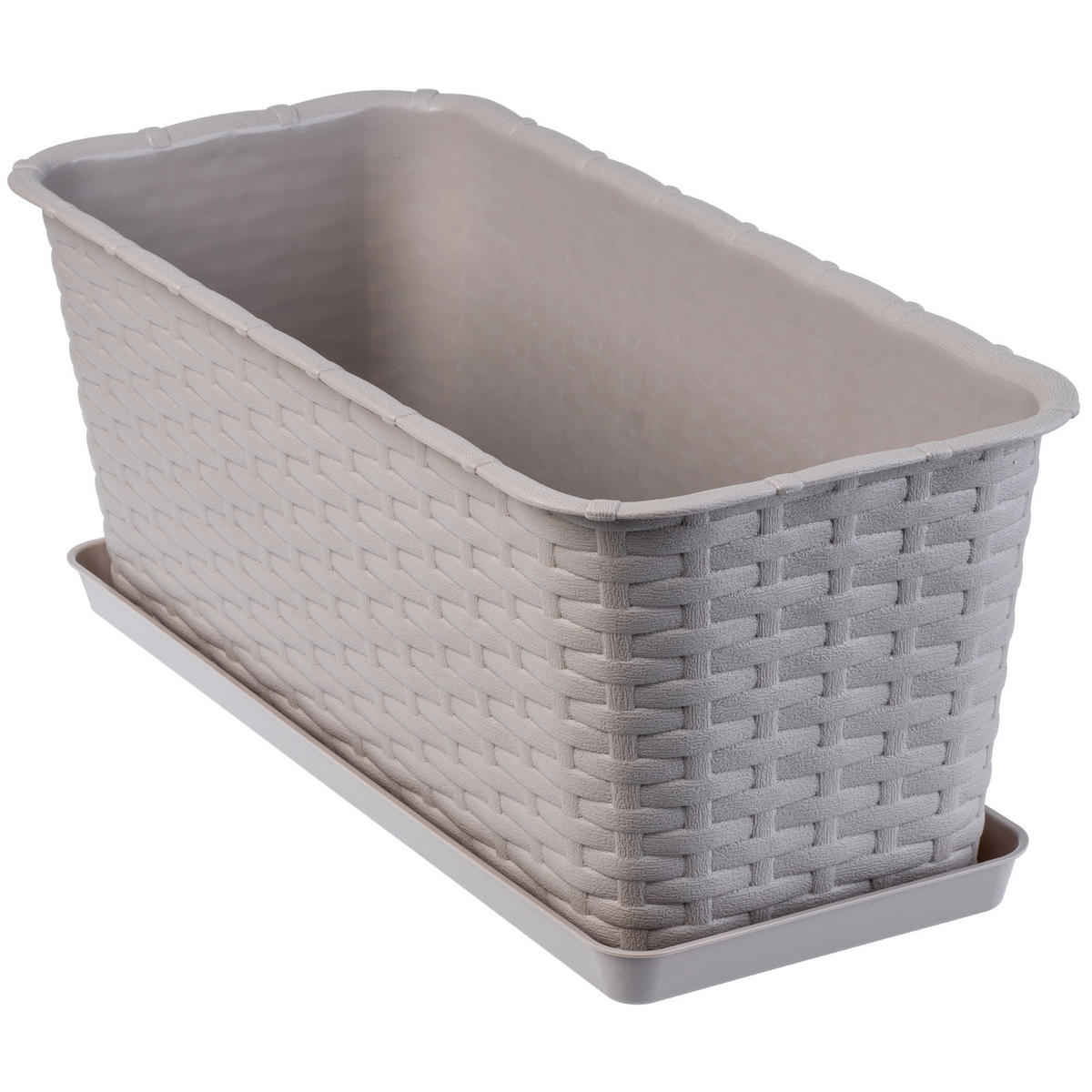 BALKONKASTEN mit Untersetzer 40 cm, Beige - Beige, Kunststoff (17/40cm) - KADAX