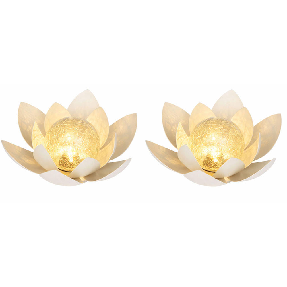 2X SOLARLEUCHTE Lotusblume Kunststoff Weiß LED 27,6 cm - Weiß, Glas (27.6/27.6/12cm)