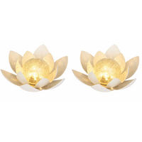 2X SOLARLEUCHTE Lotusblume Kunststoff Weiß LED 27,6 cm - Weiß, Glas (27.6/27.6/12cm)