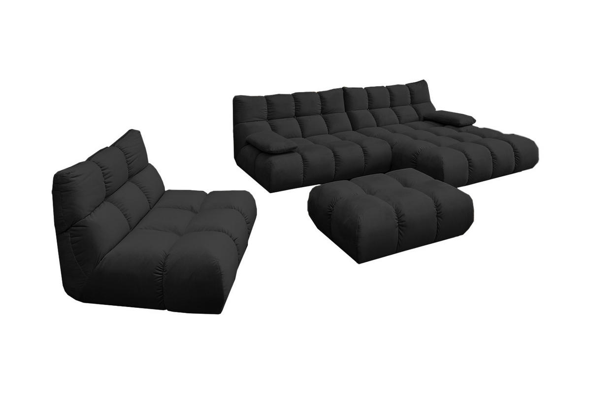 SITZGRUPPE VIVIEN 3ER SET Schwarz Velvet - Schwarz, Kunststoff/Textil (510/85/359cm) - KAWOLA