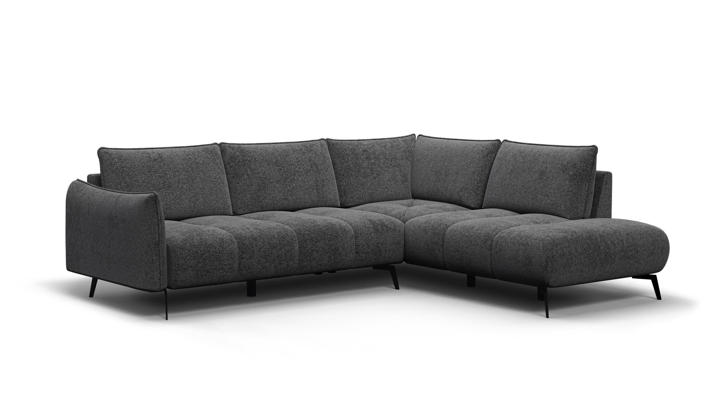ECKSOFA AERA 5-Sitzer rechts, dunkelgrau - Dunkelgrau/Schwarz, Holz/Textil (268/206cm) - Courtois Laville