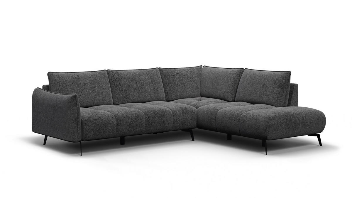 ECKSOFA AERA 5-Sitzer rechts, dunkelgrau - Dunkelgrau/Schwarz, Holz/Textil (268/206cm) - Courtois Laville