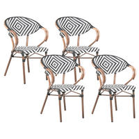 GARTENSTUHL 4er-Set Dunkelbraun Caspri - Dunkelbraun/Schwarz, Kunststoff (57/80/55cm) - Beliani