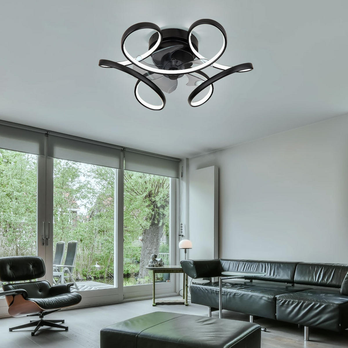 LED DECKENLEUCHTE Metall Schwarz - Schwarz, Metall (56/56/21cm) - Globo Lighting