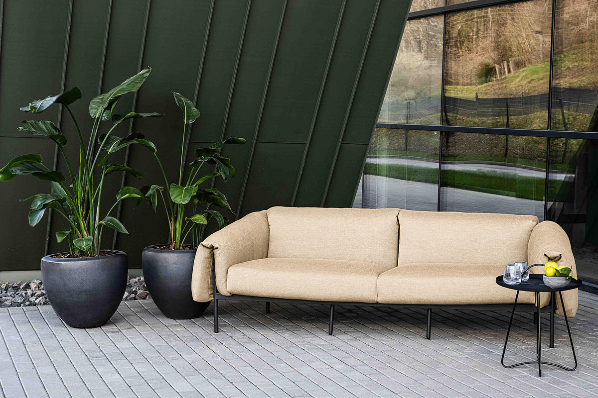 3-SITZER OUTDOOR-SOFA - Beige, Textil/Metall (224/70/98cm) - home24