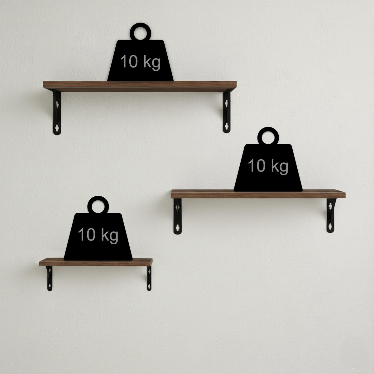 3-TLG.WANDREGAL-SET - Braun, Holzwerkstoff/Metall (40/12/11cm) - Relaxdays