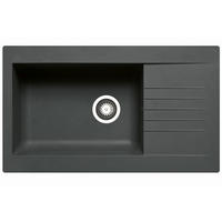 KÜCHENSPÜLE 86x50cm Fibertek Einbauspüle Siroko 60cm Unterschrank Abtropffläche - Schwarz, Metall (50/20/86cm)
