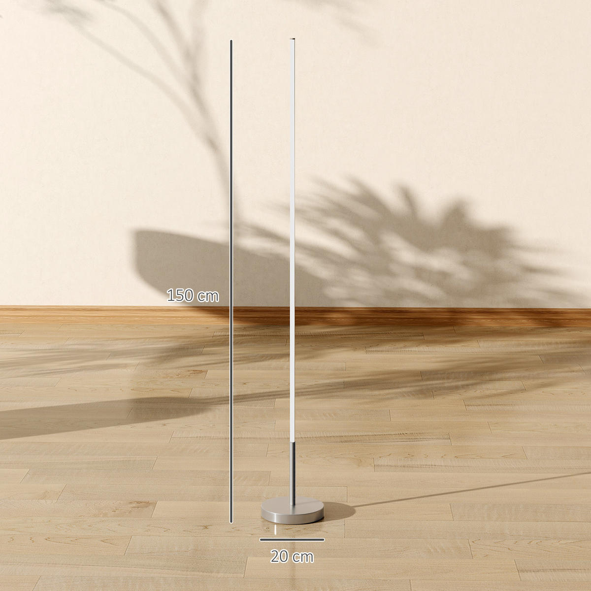 STEHLAMPE Stahl, Aluminium Silber - Silberfarben, Metall (20/20/150cm) - HOMCOM