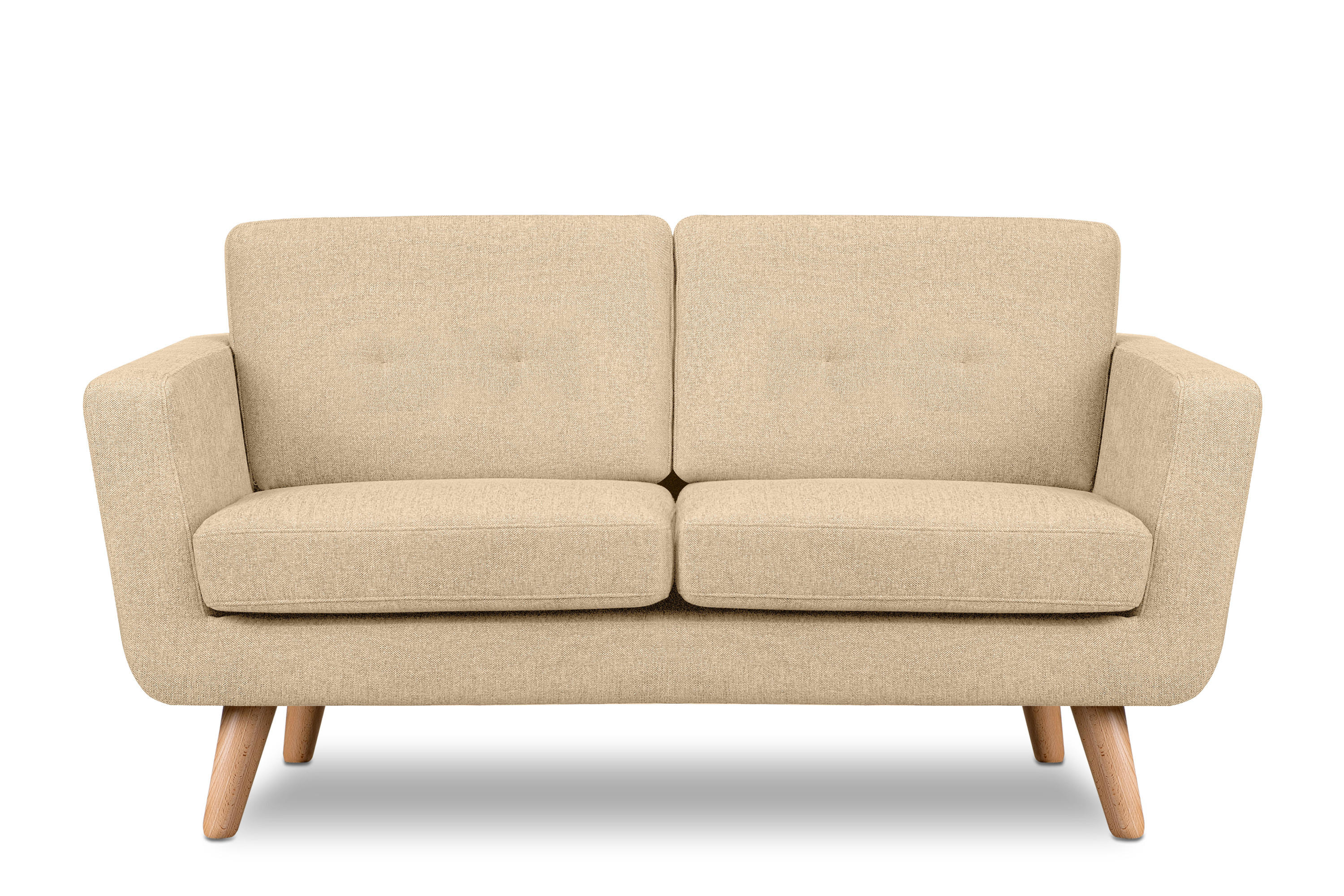 2-SITZER-SOFA TAGIO II mit Armlehnen, Creme/Braun - Creme/Braun, Textil (88/80/153cm) - KONSIMO®