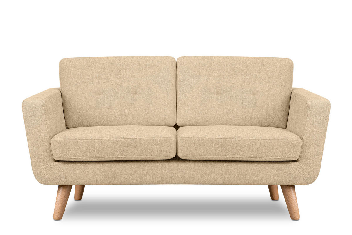 2-SITZER-SOFA TAGIO II mit Armlehnen, Creme/Braun - Creme/Braun, Textil (88/80/153cm) - KONSIMO®