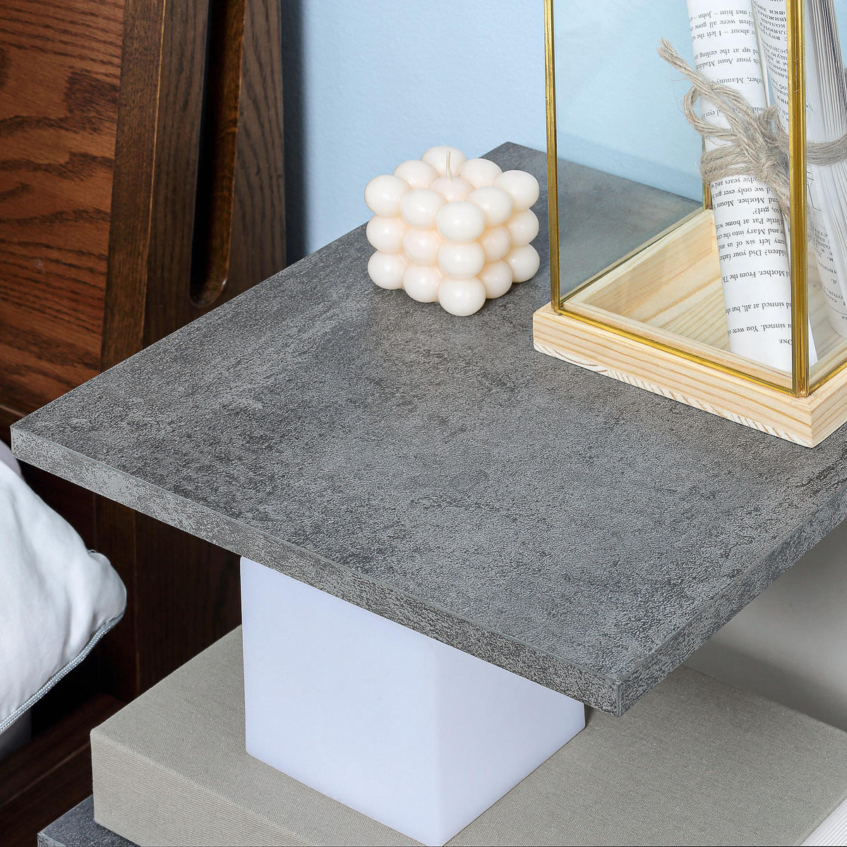 BEISTELLTISCH, Spanplatte, Grau/Weiß, 35 x 29,5 x 65,5 cm - Weiß/Grau, Metall (29.5/65.5/35cm) - HOMCOM