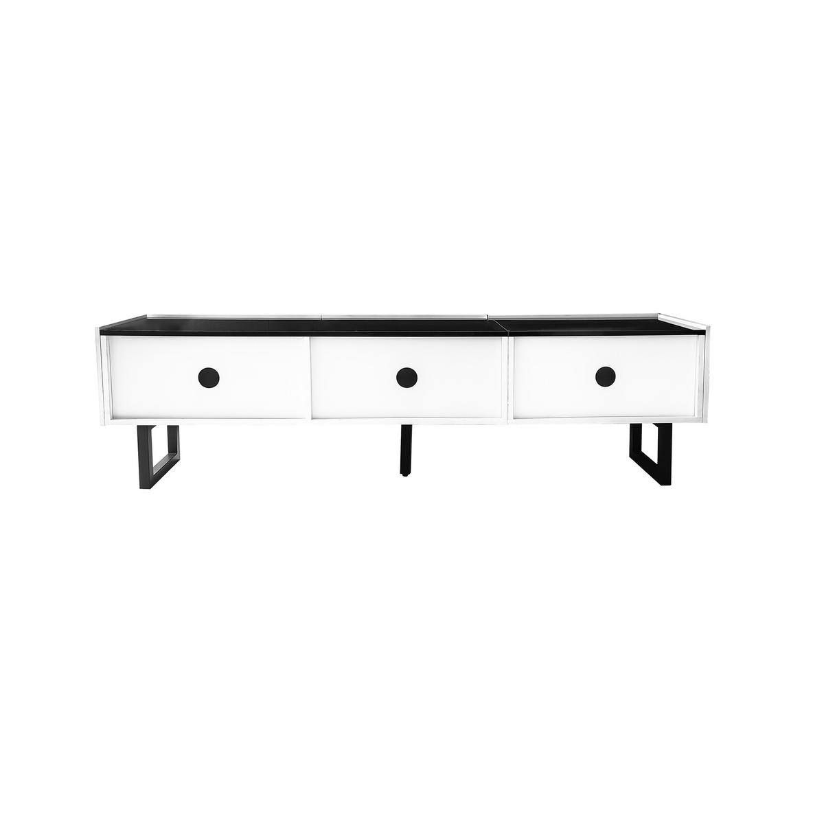 LOWBOARD DE-40135 mit drei Schubladen und Eisenbeinen Weiß - Weiß, Holzwerkstoff (170/47/35cm) - ComfortXL