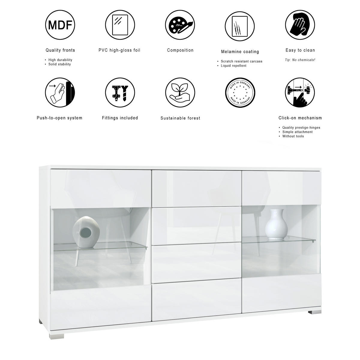 SIDEBOARD Bari Avola-Anthrazit - Anthrazit, Holzwerkstoff (138.5/75.5/35cm) - Vladon