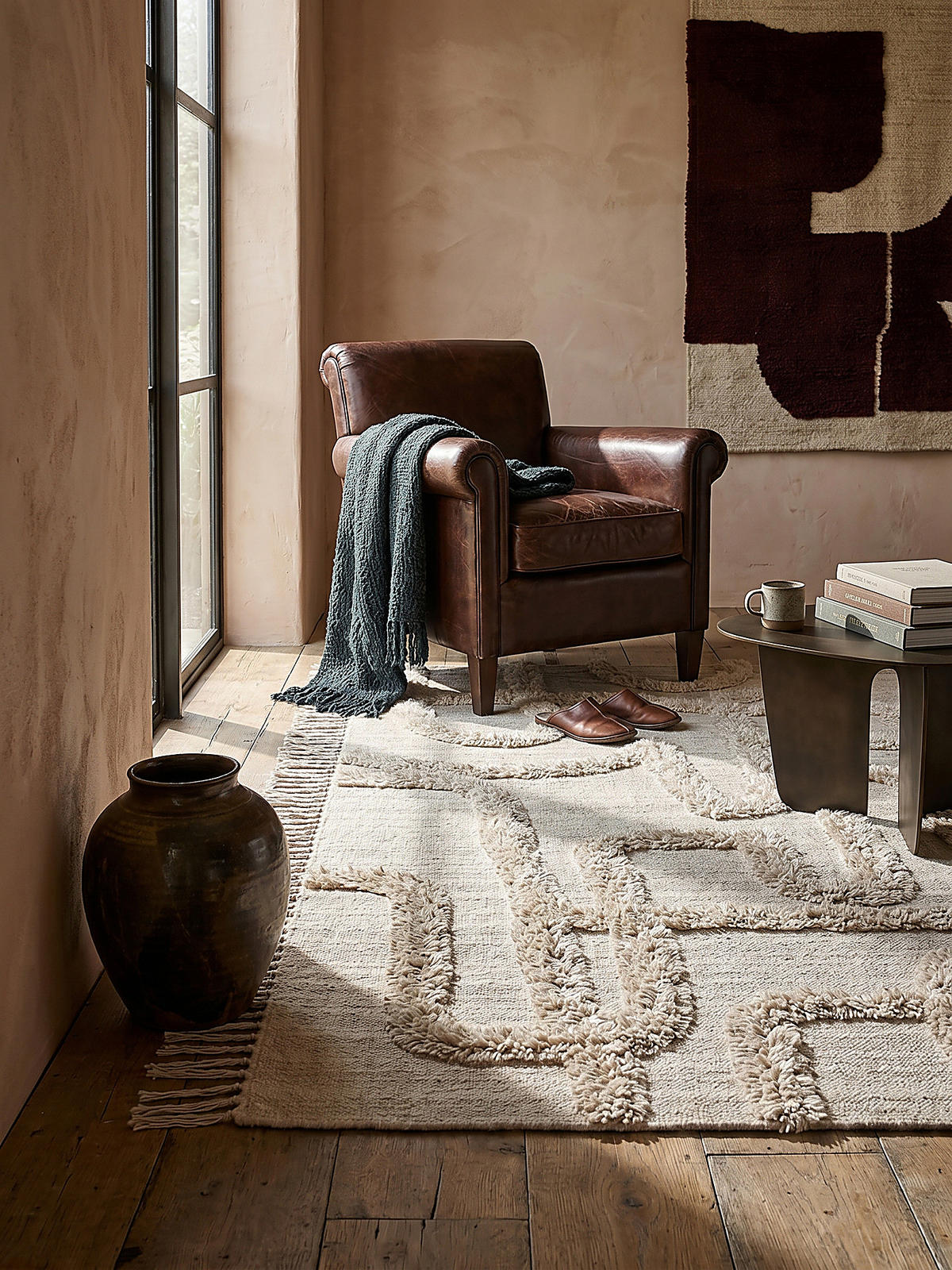 WOLLTEPPICH FOWEY, abstrakt, Natur-Beige, 200 x 290 cm - Beige, Textil (200/290cm) - KADIMA DESIGN