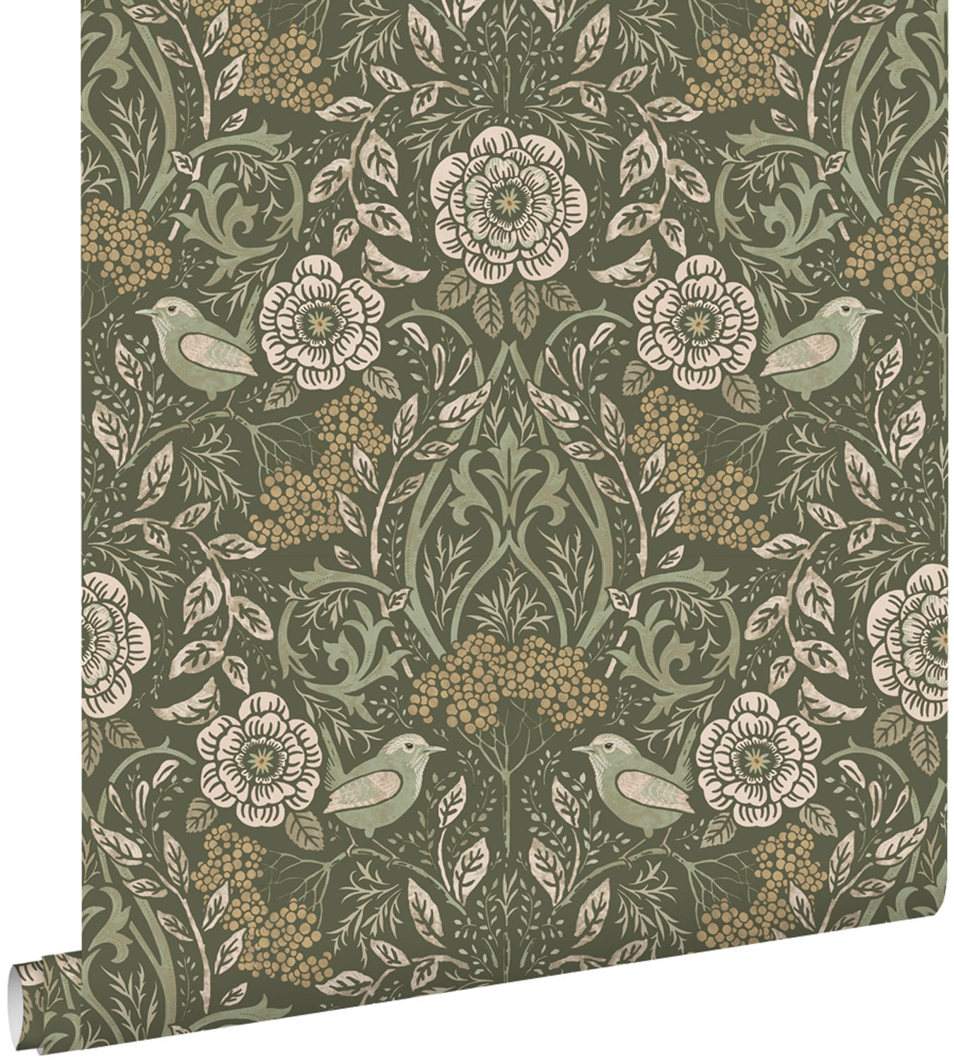 TAPETE Blumen und Vögel 53 cm x 10.05 m - Grün, Papier (53/1000cm) - ESTAhome