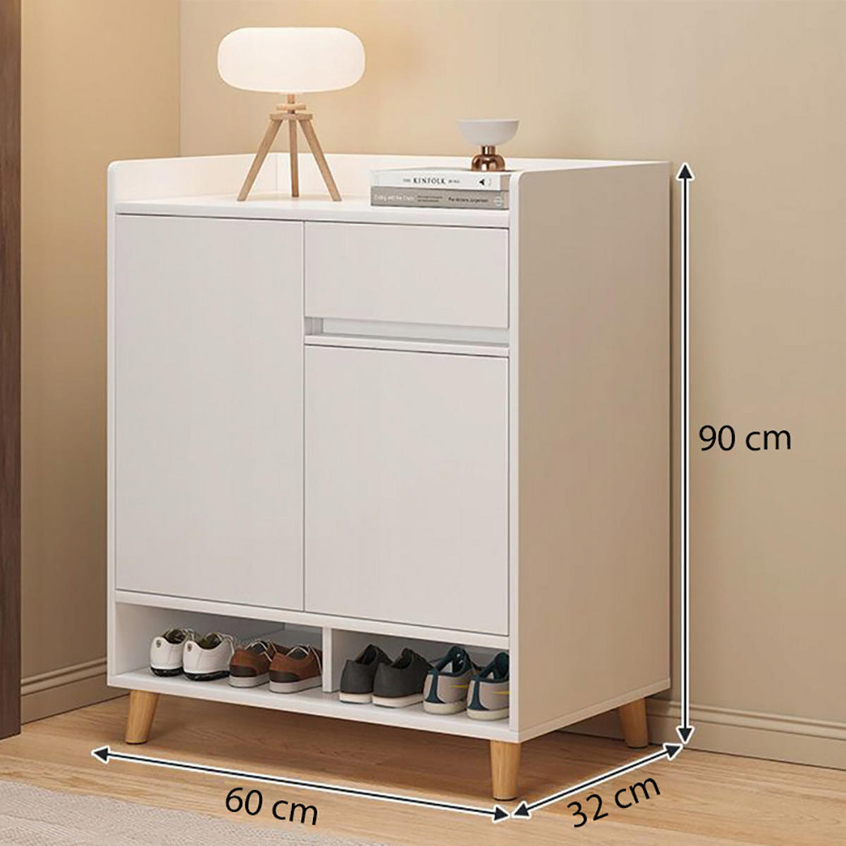 SCHUHSCHRANK Weiß 90/60/32 cm - Weiß, Holz (15/38/85cm) - MUVU