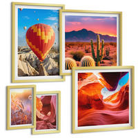 BILDER SET 5er Set - 50x50 cm & 20x30 cm & 40x60 cm Goldrahmen - Landschaften von Wüstenschluchten - Goldfarben, Kunststoff (40/60cm) - TULUP