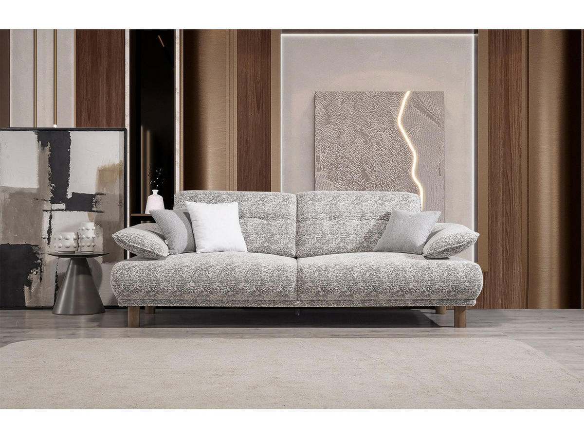 SOFA Tokyo 3-Sitzer Webstoff Grau - Grau, Holz/Textil (240/100/100cm) - Villa Möbel