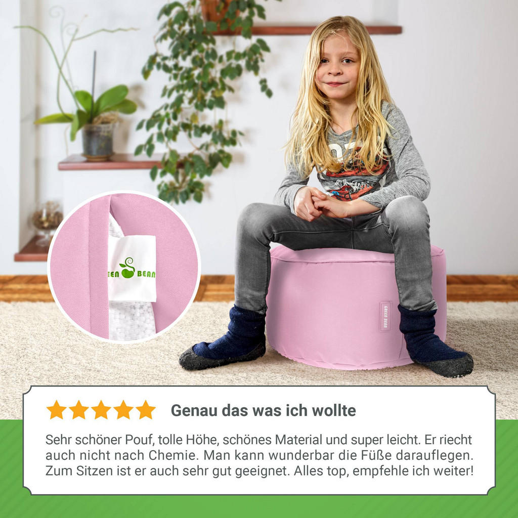 Thumbnail - Green Bean Sitzsack-Hocker, Rosa, Textil, Füllung: Styroporkugeln, Rund, 45x25x45 cm, Hergestellt in Deutschland, Wohnzi...
