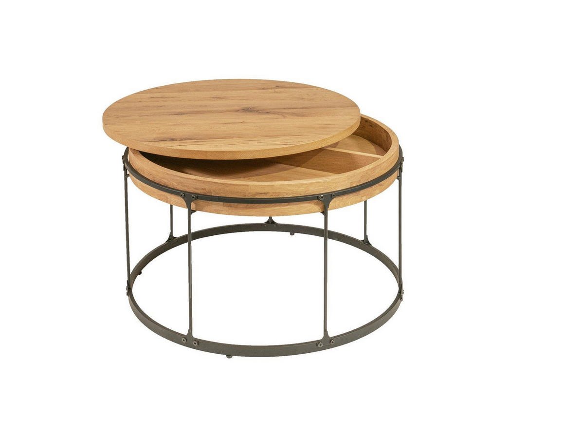 COUCHTISCH Chanah 70x70x48 Tischplatte ausdrehbar Schwarz/Wildeiche - Wildeiche/Schwarz, Holz (70/70/48cm) - 58aufmkessel