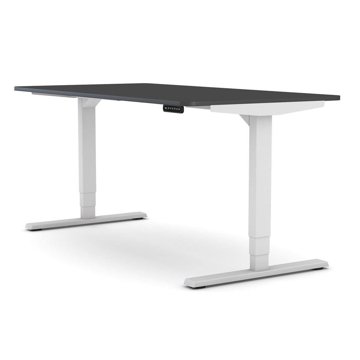 SCHREIBTISCH Elektrisch höhenverstellbarer Schreibtisch Y-Line Curved Anthrazit Signalweiß 140/80/62-127cm - Anthrazit/Weiß, Holzwerkstoff/Metall (80/140/127cm) - ASSMANN