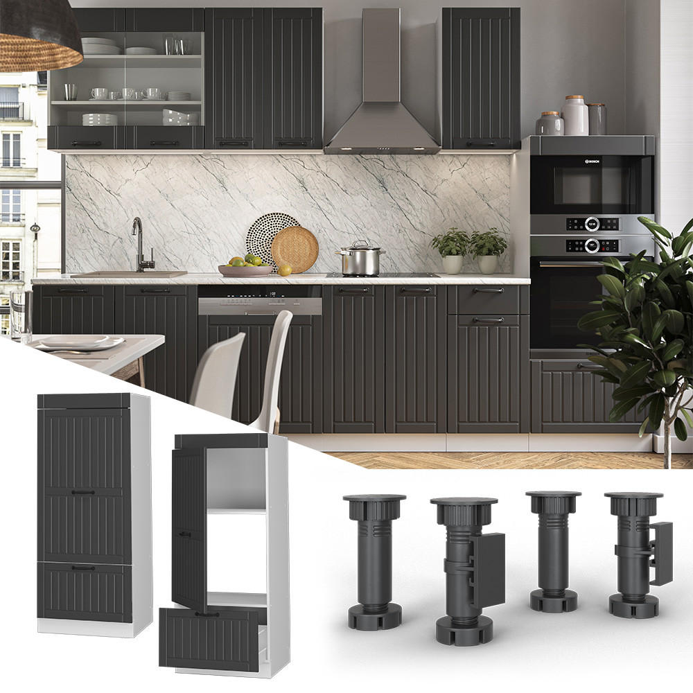 MIKROWELLENSCHRANK Fame-Line Anthrazit Landhaus 60 cm - Dunkelgrau/Anthrazit, Holzwerkstoff (60/153.6/58.1cm) - Vicco