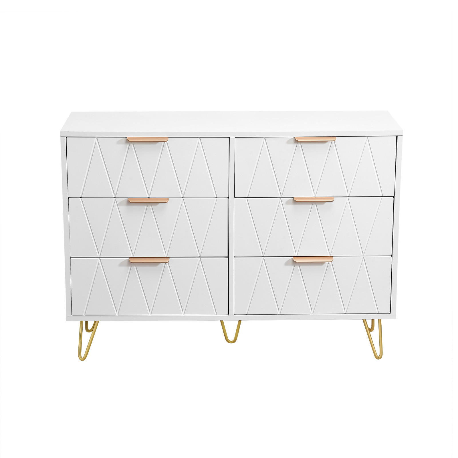 KOMMODE Weiß 6 Schubladen,Sideboard für Wohnzimmer und Schlafzimmer - Weiß, Holz/Metall (34/73/100cm) - PARAFTA HOME
