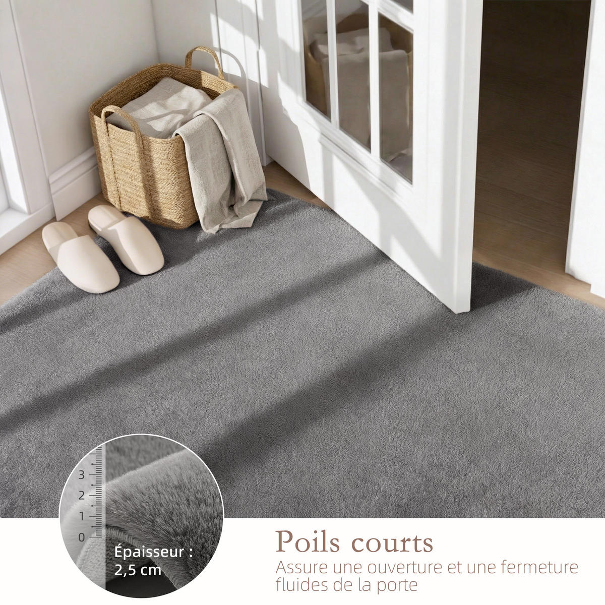 TEPPICH DE-14308 Langflor, maschinenwaschbar, rutschfest Hellgrau - Hellgrau, Textil (120/160cm) - ComfortXL