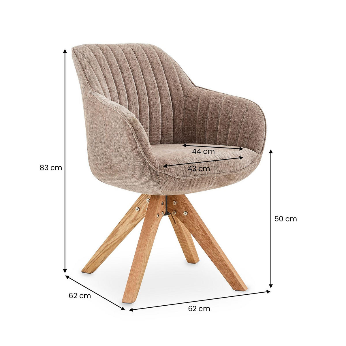 ESSZIMMERSTÜHLE VALENCIA 2er-Set greige - Greige, Textil (62/83/62cm) - IDIMEX